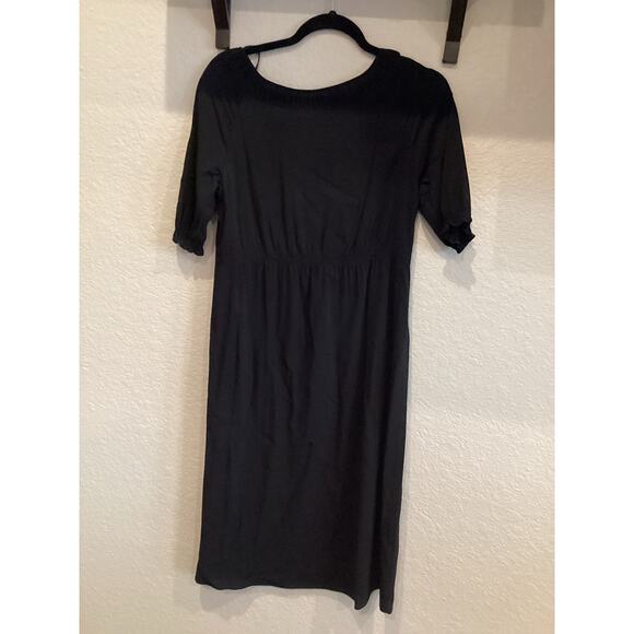 Theory Dazell Charm puff short sleeve Mini Dress Shift Scoop Neck Black Viscose - Picture 3 of 11